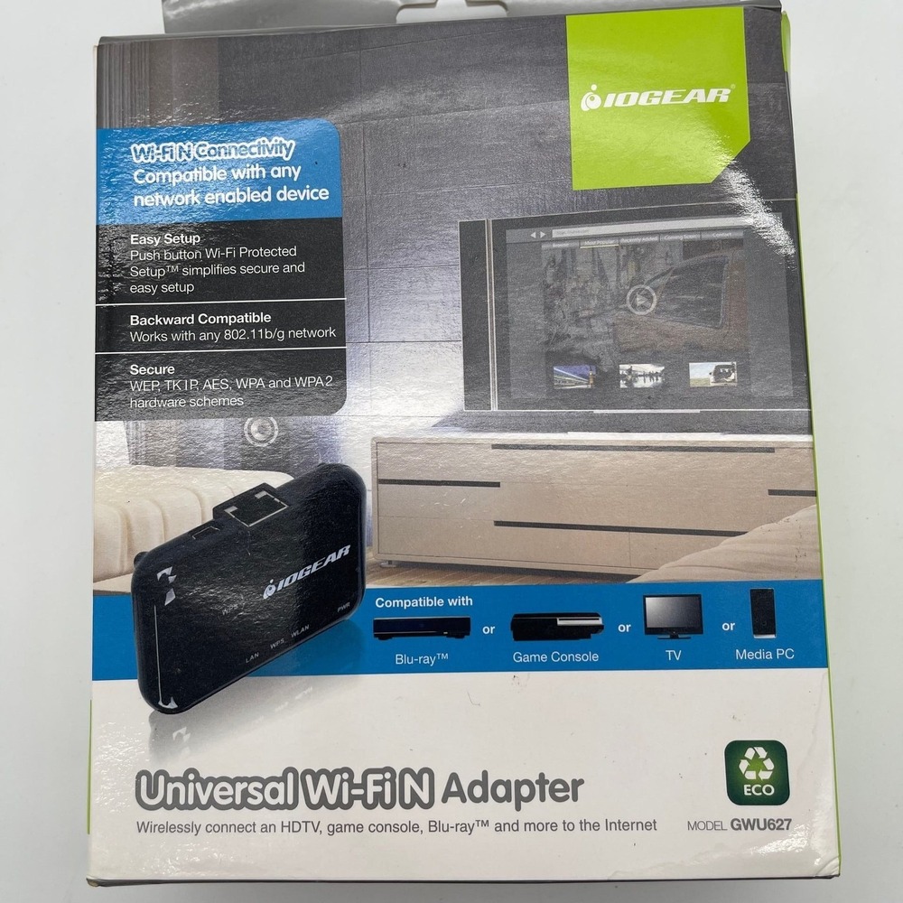 IOGEAR Universal Wi-Fi N Adapter for HDTV and‎ Game Consoles GWU627